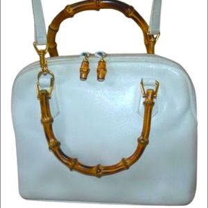Gucci vintage sky blue leather bag - bamboo handle
